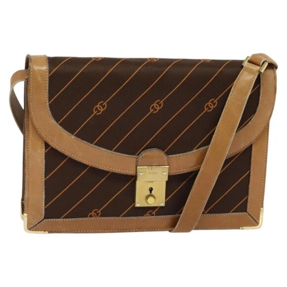 GUCCI Shoulder Bag Canvas Leather Brown Gold Auth ep9840 - Picture 1 of 16